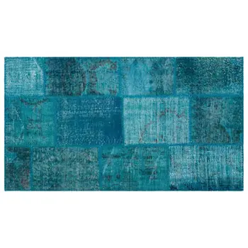 

Handmade Turquoise Vintage Overdyed Patchwork Area Rug 083x147 Cm-2'9''X4'10''