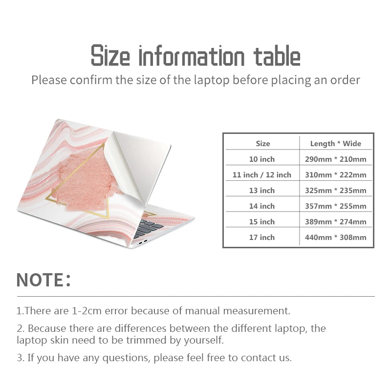 DIY Laptop Skins Stickers Notebook PVC Skin 13.3" 14" 15.6" 17.3" Vinyl Stickers for Macbook/Lenovo/Asus/HP/Dell