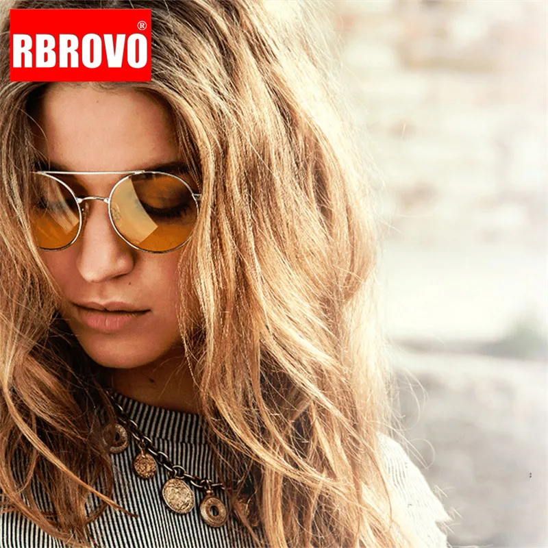 Женские винтажные зеркальные очки RBROVO Классические солнцезащитные из сплава с