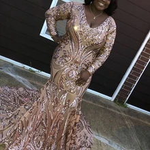 Африканское черное женское длинное платье для выпускного вечера блестящие золотистые блестки с v-образным вырезом с длинным рукавом платье для выпускного вечера es