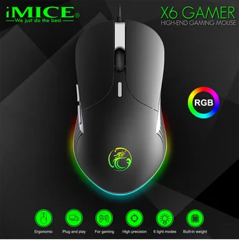 

Beautyss x6 High configuration USB Wired Gaming Mouse 6400 DPI Glow Ergonomic Game Mouse Optical Mice for Laptop PC Game
