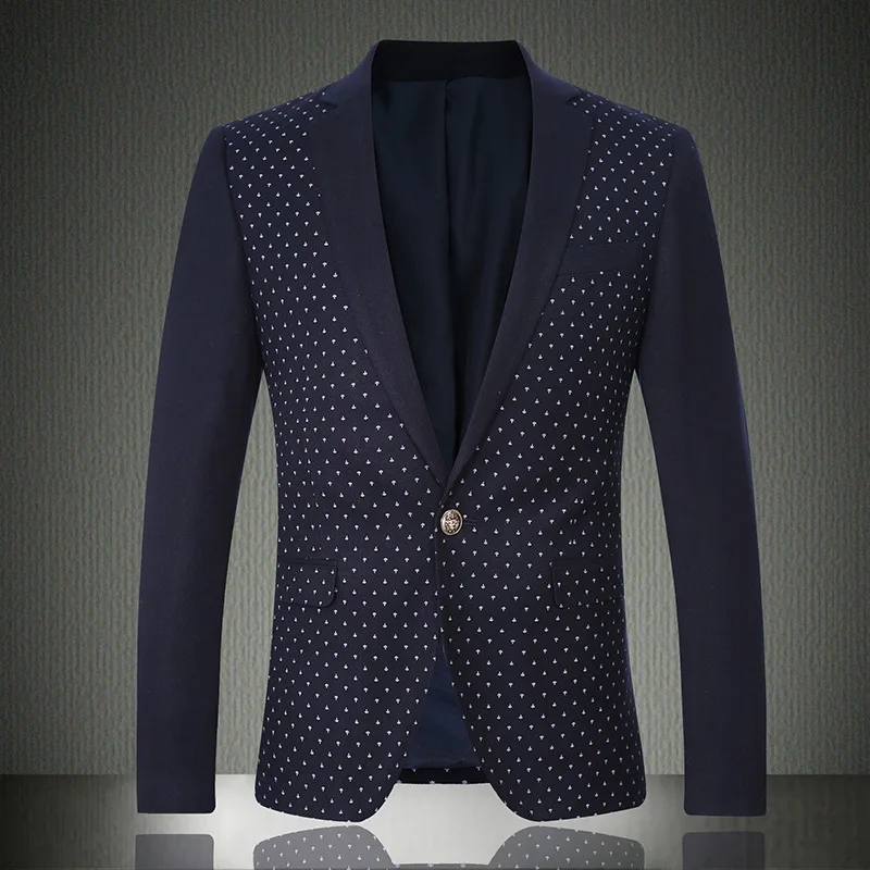 

2020 Autumn And Winter New Style Leisure Suit Men Fashion Korean-style Single Row of a Buckle Printed Comfortable Small Suit