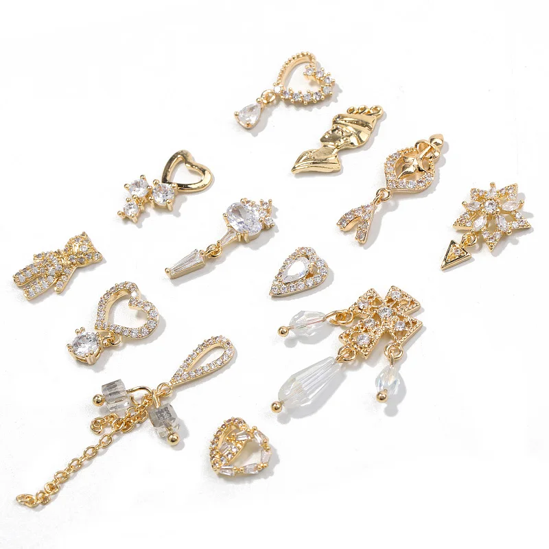 2 шт. 3D металлические циркониевые украшения для дизайна ногтей японские украшения для ногтей высокое качество циркониевые хрустальные маникюрные циркониевые алмазные подвески