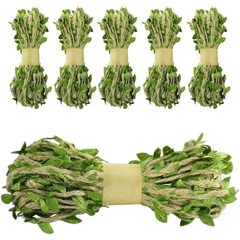 

6 Rolls of Artificial Vines, Olive Green Silk Garland, Decorative Silk Garland with Leaf Edges