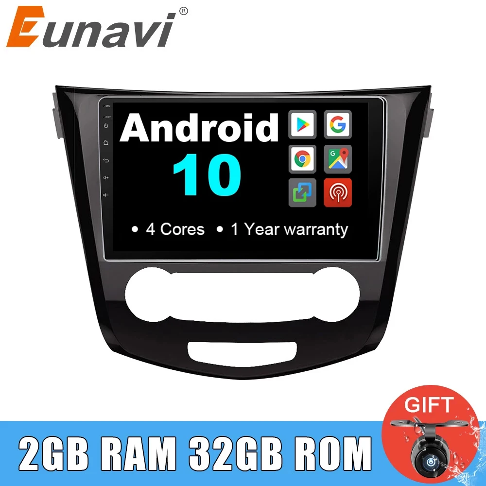 Eunavi 10 1 дюймов 2 din Android Автомобильный мультимедийный Радио стерео для Nissan Qashqai 2016 GPS