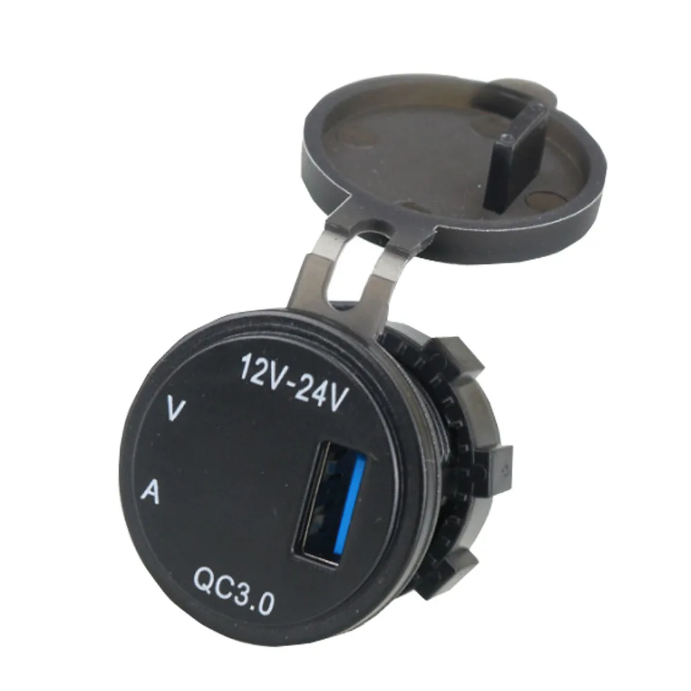 USB 차량용 충전기 소켓 듀얼 3.0 포트, 고속 충전 12V, 24V 자동차 어댑터, LED 디지털 전압계 터치 스위치, 마린 보트용