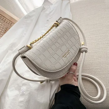 

Female 2020 New Trendy Fashion Messenger Bag All-match Crocodile Pattern Shoulder Bag Saddle Crossbody Bag Women Handbag