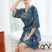 Сексуальная Женская пижама для женщин kigurumi Домашняя одежда ночная Пижама Халат ремень печати Слинг атласная ночная рубашка Нижнее белье h4