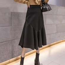 ^^Best Offers Autumn Winter 2019 New Long Thick Skirts French Large Fishtail Slim Long Skirts Elegant High Waist Mid-Calf A-Line Black Skirts ^^Best Offers Autumn Winter 2019 New Long Thick Skirts French Large Fishtail Slim Long Skirts Elegant High Waist Mid-Calf A-Line Black Skirts