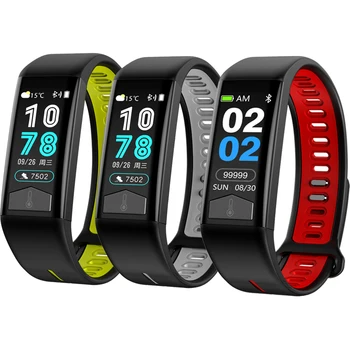 

2020 Temperature Fitness Smart Bracelet IP68 Waterproof Wristband Heart Rate ECG Monitor Smart Band Weather Display Temperature