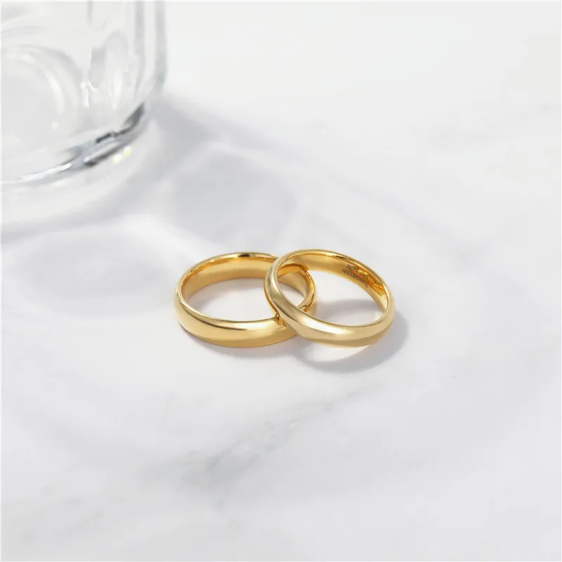 Tigrade Gold Color Tungsten Ring Couple Men Women Classic Wedding Engagement Band 2/4/6/8mm Special Write Engraving Name/Logo 5