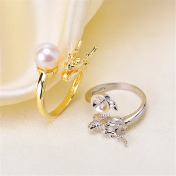 

Elegant Pearl Rings Mountings for Women Silver Color Twist Crystal Ring Luxury Jewelry Wedding Engagement Ring Accessories