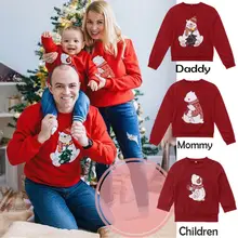 Рождественские одинаковые комплекты для семьи, свитер с капюшоном с изображением медведя для женщин и детей, семейный пуловер, спортивный костюм с длинными рукавами с изображением Санта-Клауса