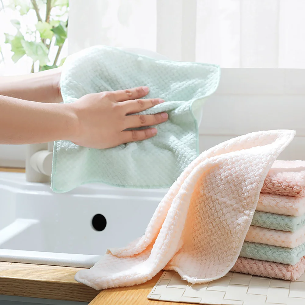

Double-layer Absorbent Thicker Scouring Pad Rag Non-stick Oil Dish Wash Cloth Towel Kitchen Tableware Cleaning Wiping Tools