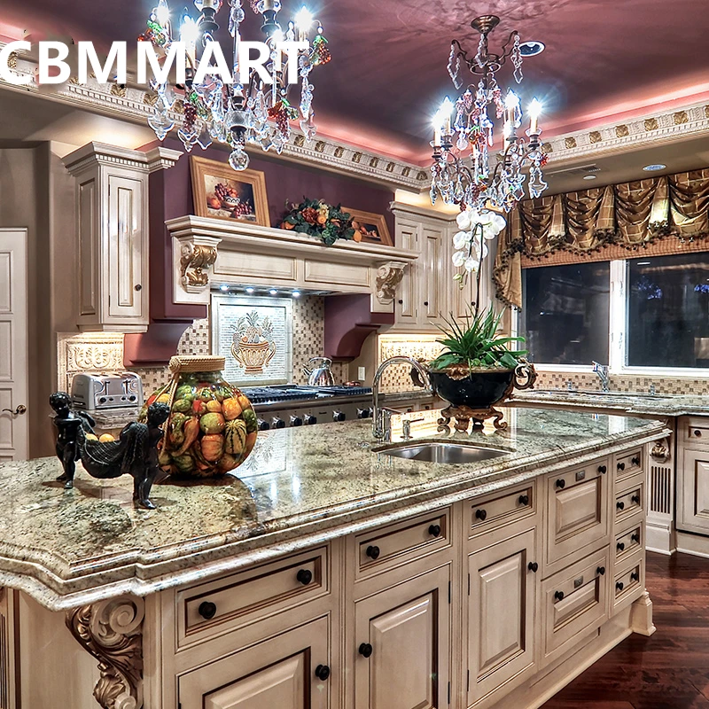 Белый кухонный шкаф CBMMART уникальный дизайн с красивыми украшениями|Кухонные