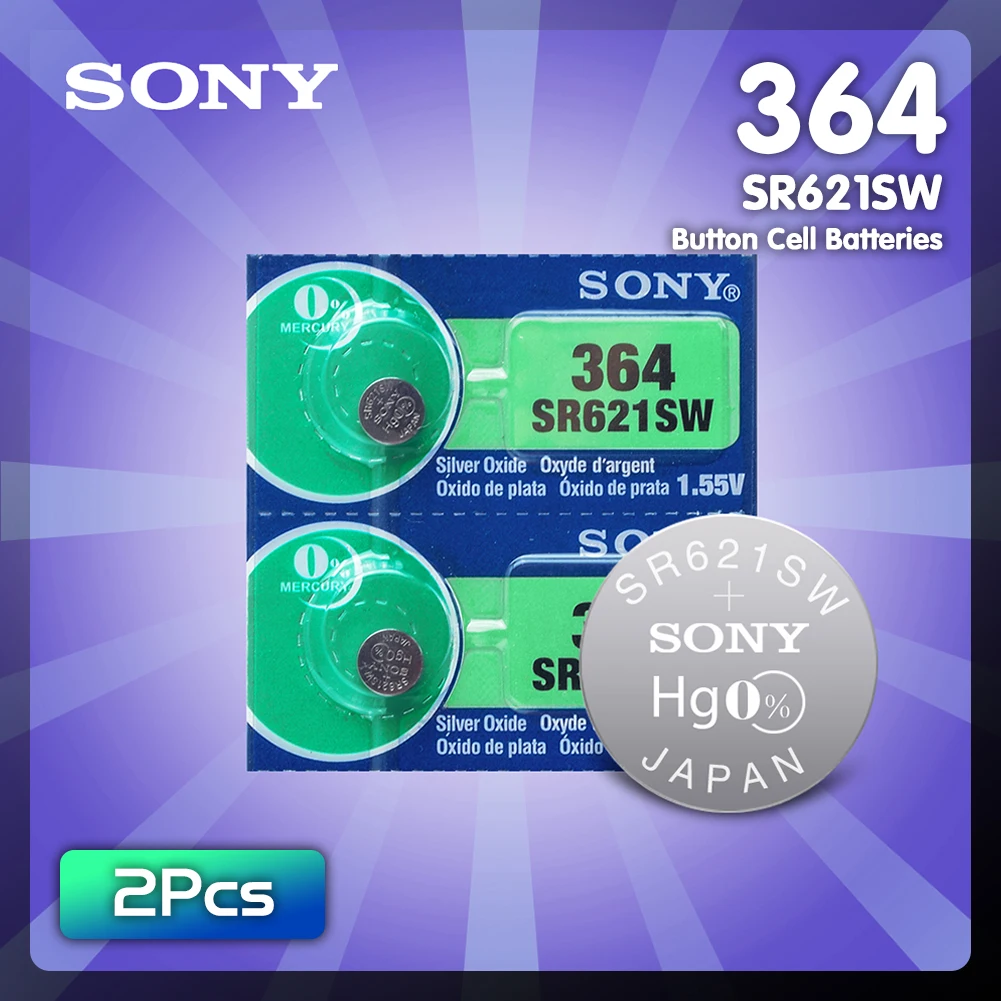 Батарейки для часов Sony 100% оригинальные 1 55 в 364 SR621SW V364 SR60 SR621 AG1 2 шт. сделано
