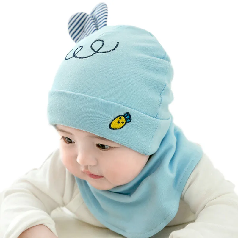 Новая хлопковая шапочка для младенца нагрудник Мягкие Шапки новорожденных на