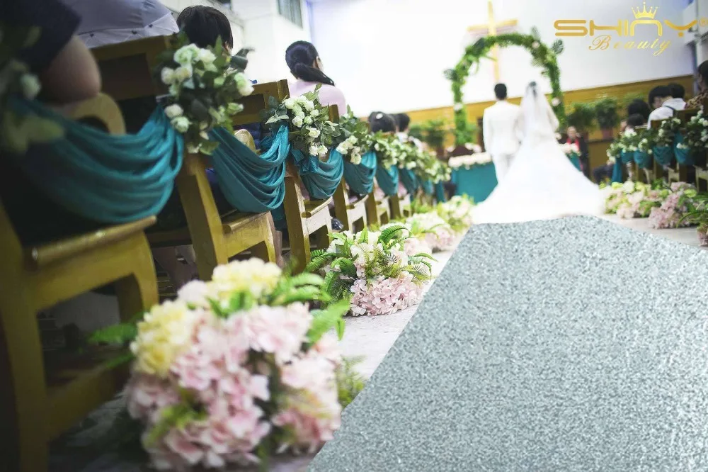 2FTX15FT-Sequin проходу бегун серебряные свадебные коврики прохода ковровые дорожки для свадьбы/Рождество/День благодарения Decor-M1024