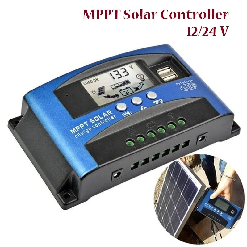 

LCD Display MPPT 12V/24V Solar Panel Power Charger Controller USB Mobile Phone Charger Battery Intelligent Regulator