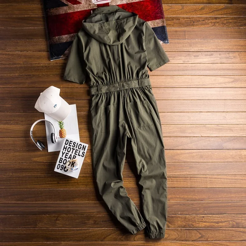 Модные комбинезоны в стиле бойфренда хип-хоп зеленые тонкие джоггеры комбинезон