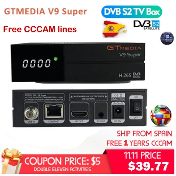 

1 Years Europe Channels GT Media V9 Super Satellite Receiver DVB-S2 Full HD Satellite Receptor GTMedia Decoder Super TV Box