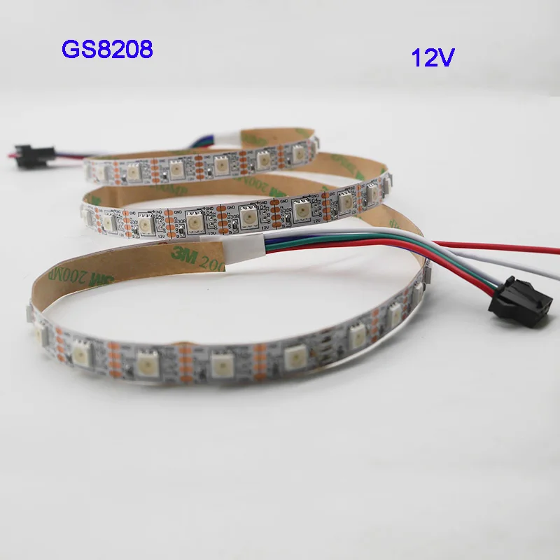 1m/3m/5m GS8208 smart pixel led strip;WS2811 Updated,DC12V,30/60/144 pixels/leds/m;IP30/IP65/IP67,Black/White PCB,5050 SMD RGB