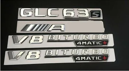 Хром для GLC63s AMG V8 BITURBO 4matic+ крыло значки-эмблемы для Mercedes - Цвет: shiny silver