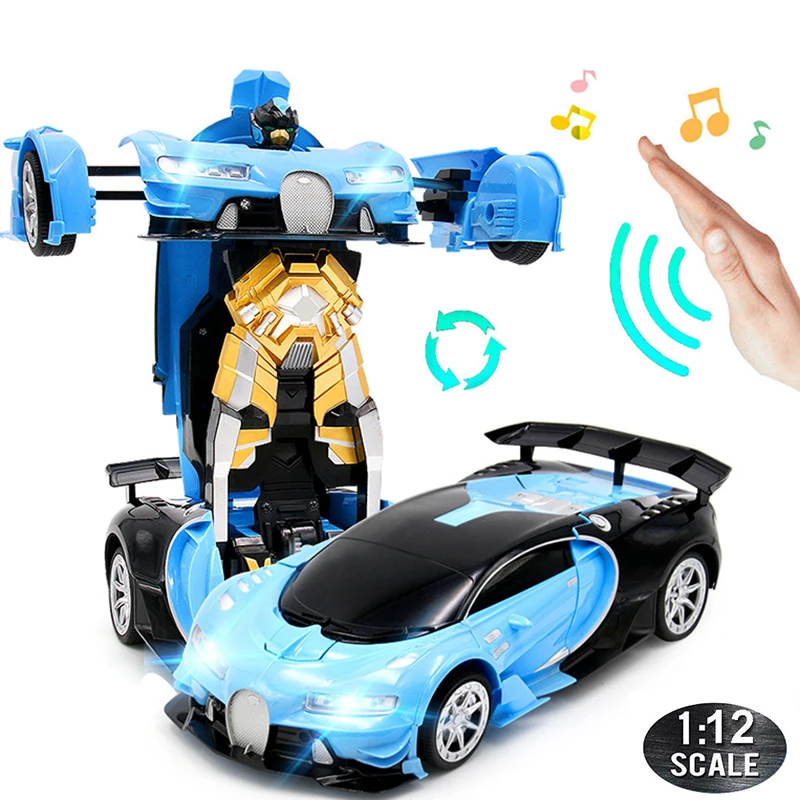 Controle Remoto De Longa Distância De 2,4 GHz, Escala 1:18, Robô De Carro  RC Para Crianças, Deformação De Um Botão, Carro De Brinquedo Da Polícia Com