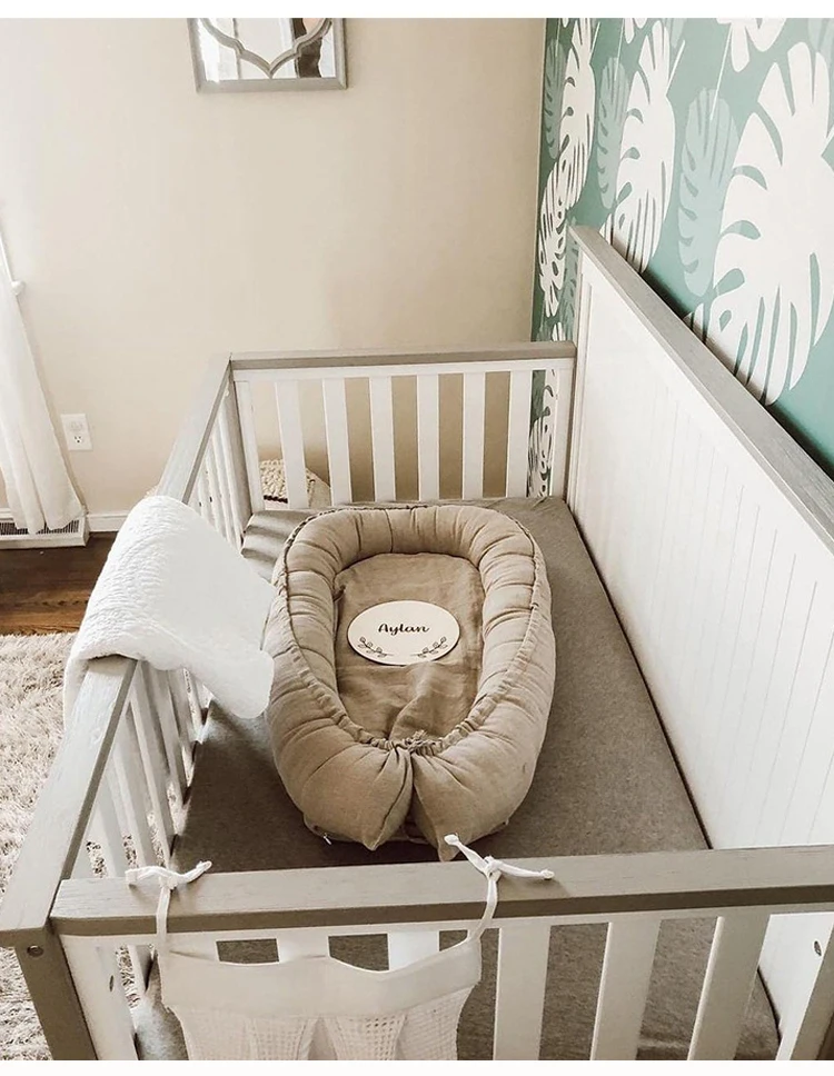 Baby Nest Print Cotton Bionic Bed Washable Portable Baby Bed Multi Functional Travel Crib bed with bumper Newborn Mattress
