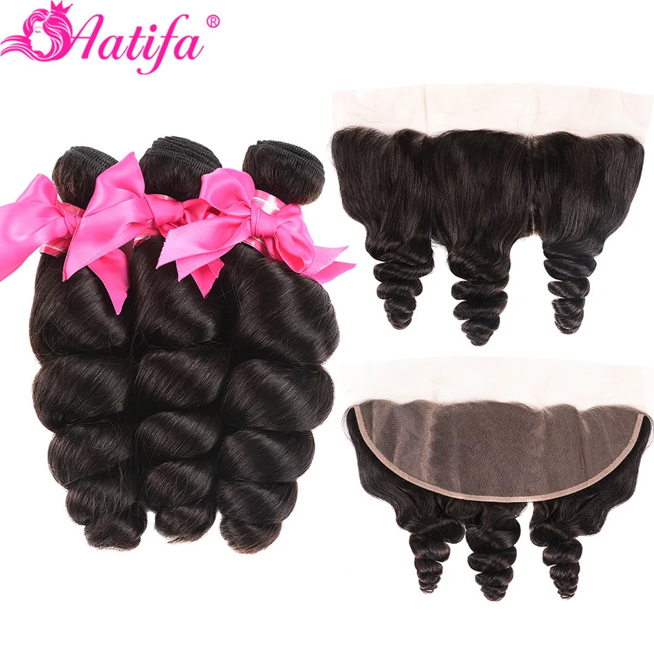 

Brazilian Loose Wave Bundles With Frontal Human Hair 3 Bundles With Frontal Remy Hair Frontal With Bundles Aatifa Hair extension