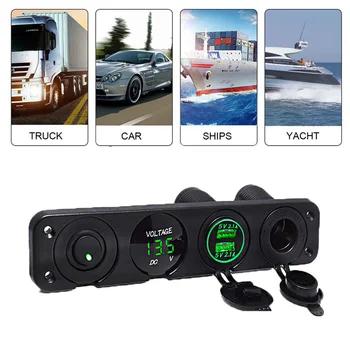 

LED Dual USB Socket Charger 4.2A ON-OFF Toggle Switch Panel 4 Hole Panel Switch for Car Boat Marine Camper