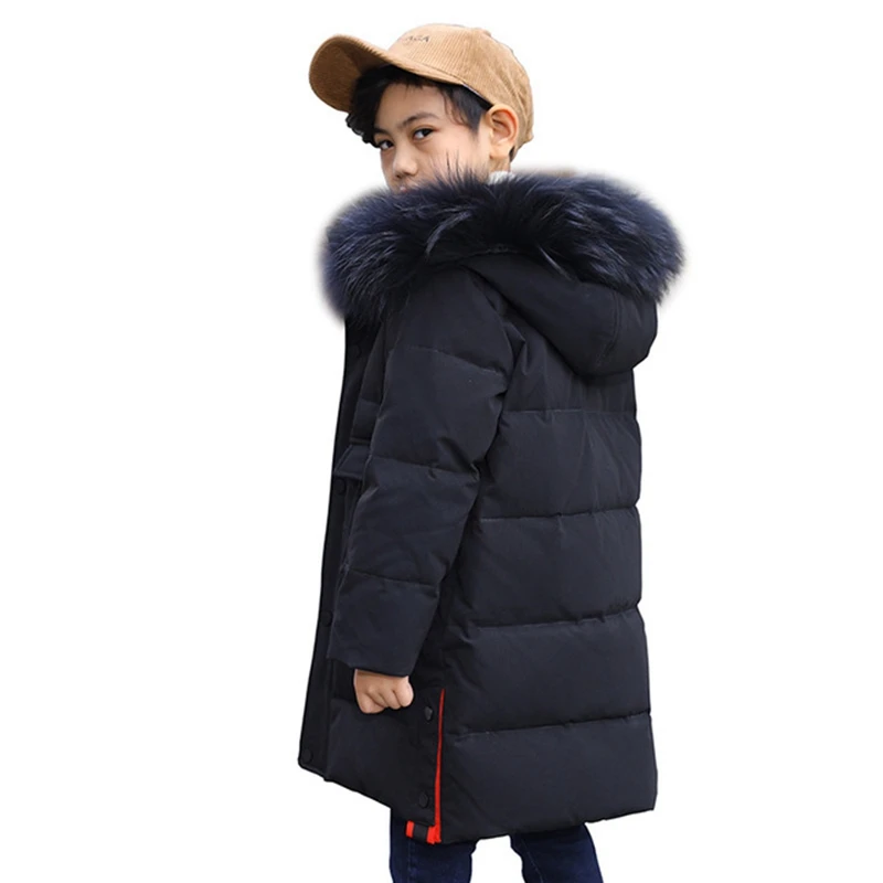 Children's Down Jacket Boy Parkas Kids Winter Warm Duck Down Coat Teenager Boys Fur Hooded Jacket Windbreakers TZ403