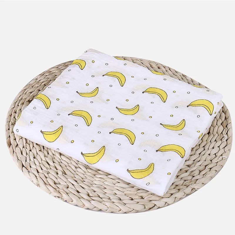 Мягкий Муслин хлопок Детские Пеленки милый мультфильм одеяла для новорожденных Ванна Марля младенческой спальные принадлежности чехол для коляски игровой коврик - Цвет: Banana