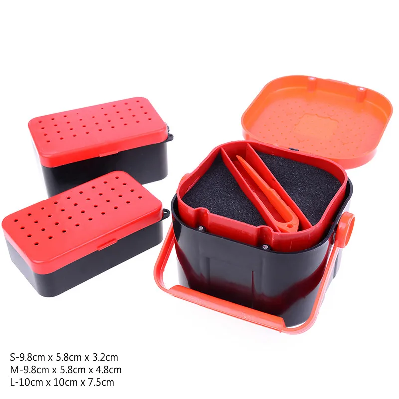 2 Compartments Fishing Baits Earthworm Worm Lure Storage Case Fishing Tackle Box Size S/M/L Bait Redworm Box