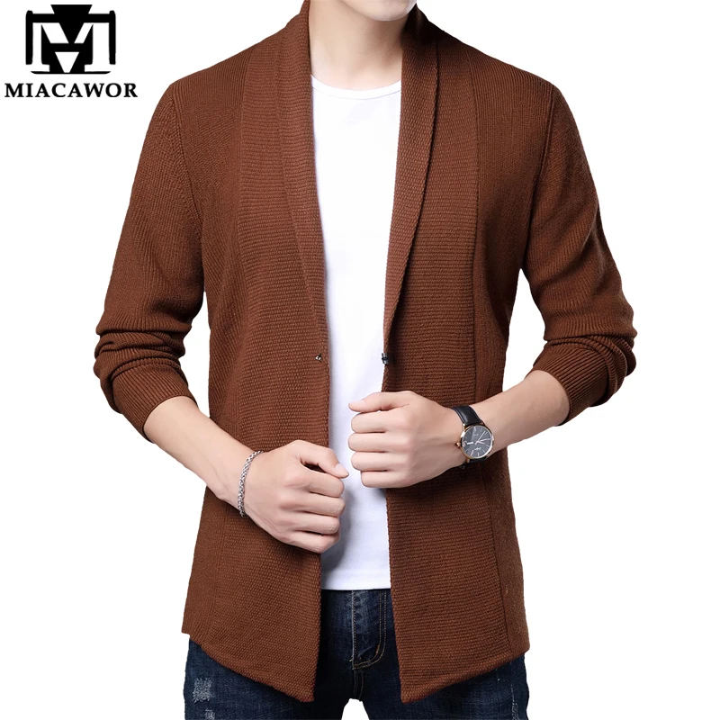 MIACAWOR 2022 New Cardigan Men Autumn Winter Wool Sweatercoat Casual Windbreaker Knitred Pull Homme Slim Fit Jumpers Y261 | Мужская