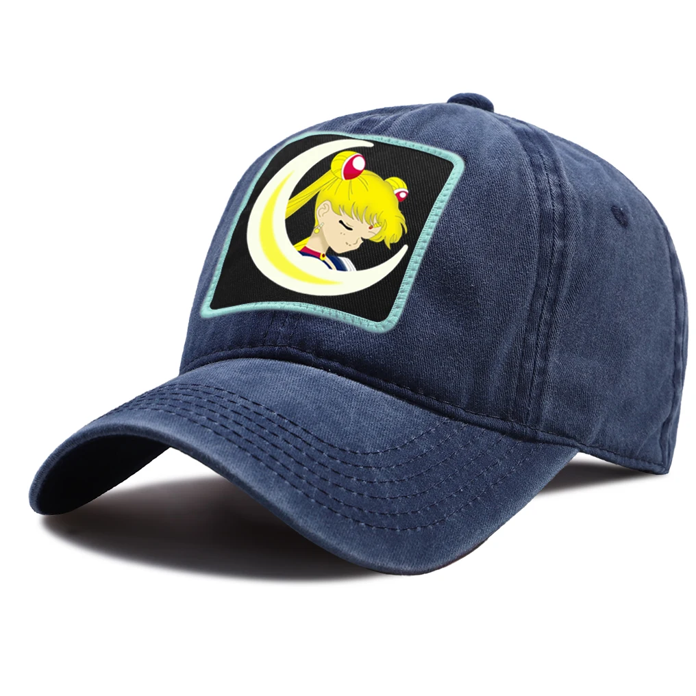 

Sailor Moon Baseball Caps Men Japan Anime Snapback Hat Unisex Cotton Trucker Cap Women Outdoor Summer Washed Sun Shade Hats Kpop
