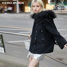 Vero Moda новое шерстяное пальто из овечьей шерсти с воротником из страуса | 319327548