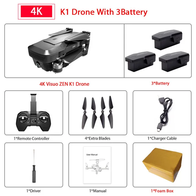 VISUO K1 gps бесщеточный двигатель Радиоуправляемый Дрон 5G wifi 4K двойная HD камера время полета 28 минут складной Квадрокоптер VS MJX B4W игрушки Дрон - Цвет: 3B Foam Box
