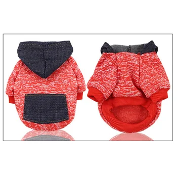 

Snowflake Fabric Pet Clothes Soft Autumn And Winter 2-legged Costume Dog Knitting Sweater Hoodie With Denim Pocket 1