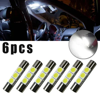 

6X Xenon White 3SMD 6641 6614F LED Bulb Sun Visor Makeup Mirror Fuse Light Lamp