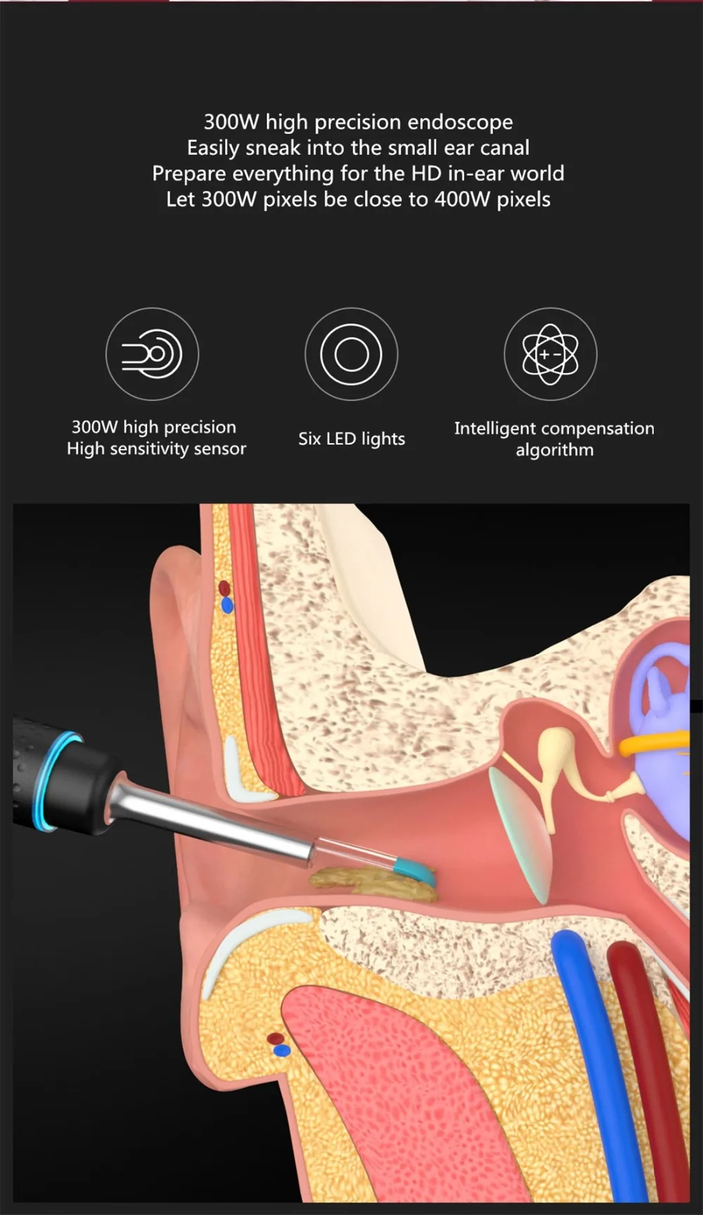 Youpin Bebird M9 Pro Smart Visual Ear Stick In-Ear Cleaning Endoscope 300W Mini Camera Otoscope Borescope Ear Picker Tool Set (2)