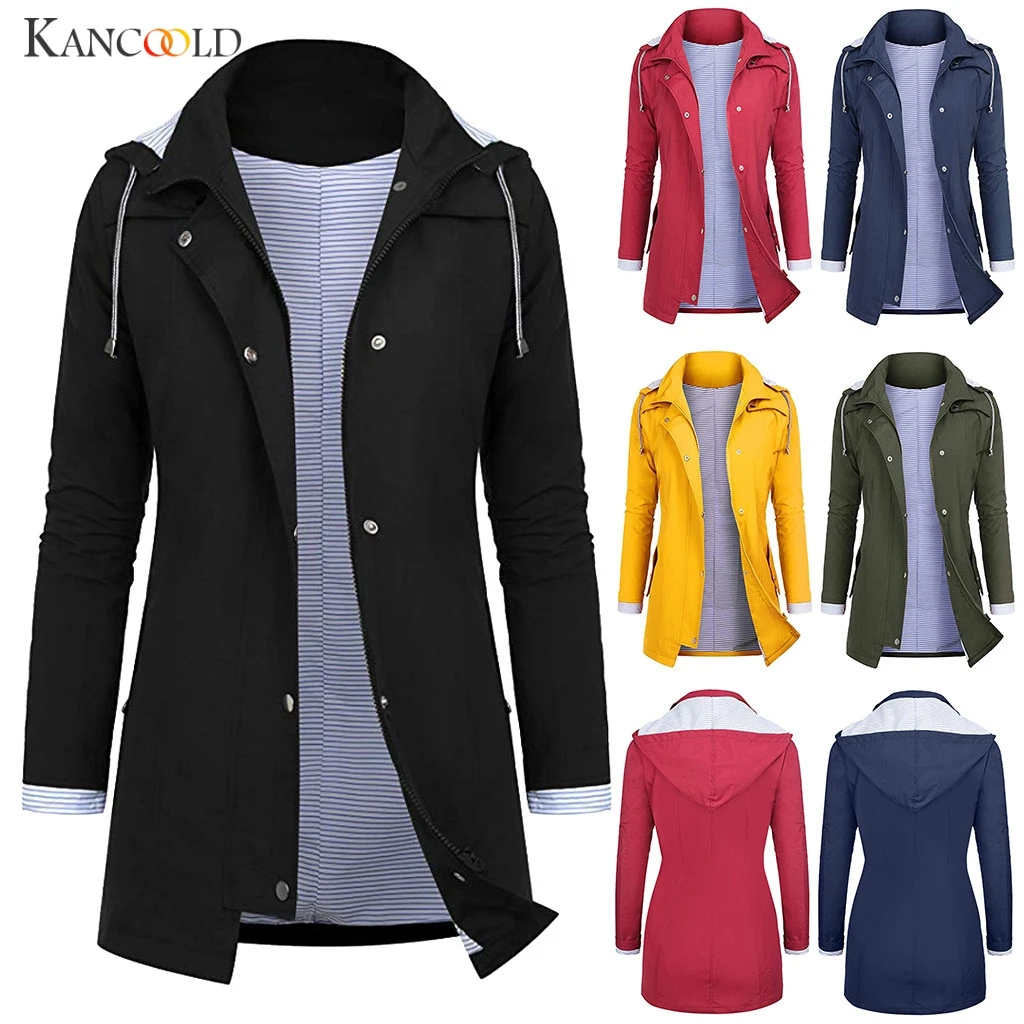 raincoat women Plus size Solid jacket Waterproof Raincoat women's coats Hoodie Outdoor Clothes Windproof regular Cover Up