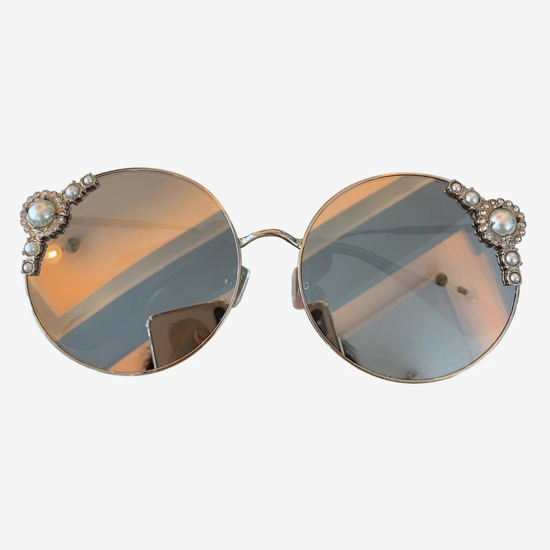 No.2 sunglasses Женские круглые солнцезащитные очки, роскошные брендовые дизайнерские жемчужные оправы, модные солнцезащитные очки, женские оттенки - Цвет линз: No.2 sunglasses