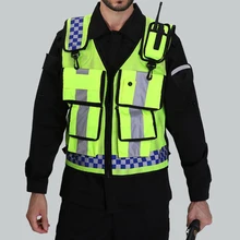 Унисекс Высокая видимость светоотражающий флуоресцентный жилет наружный защитный Костюмы работы Предупреждение 2 отделения, проветрить моющиеся