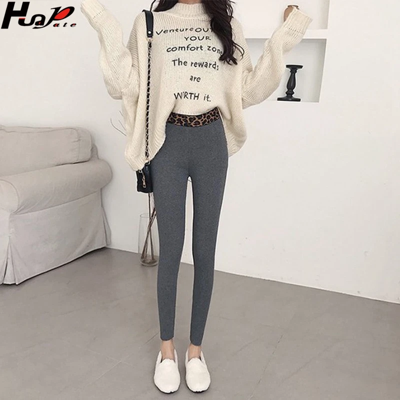 

High quality low waist high waist casual stretch bodybuilding clothes ladies pants soft trousers women's cotton leopard print le