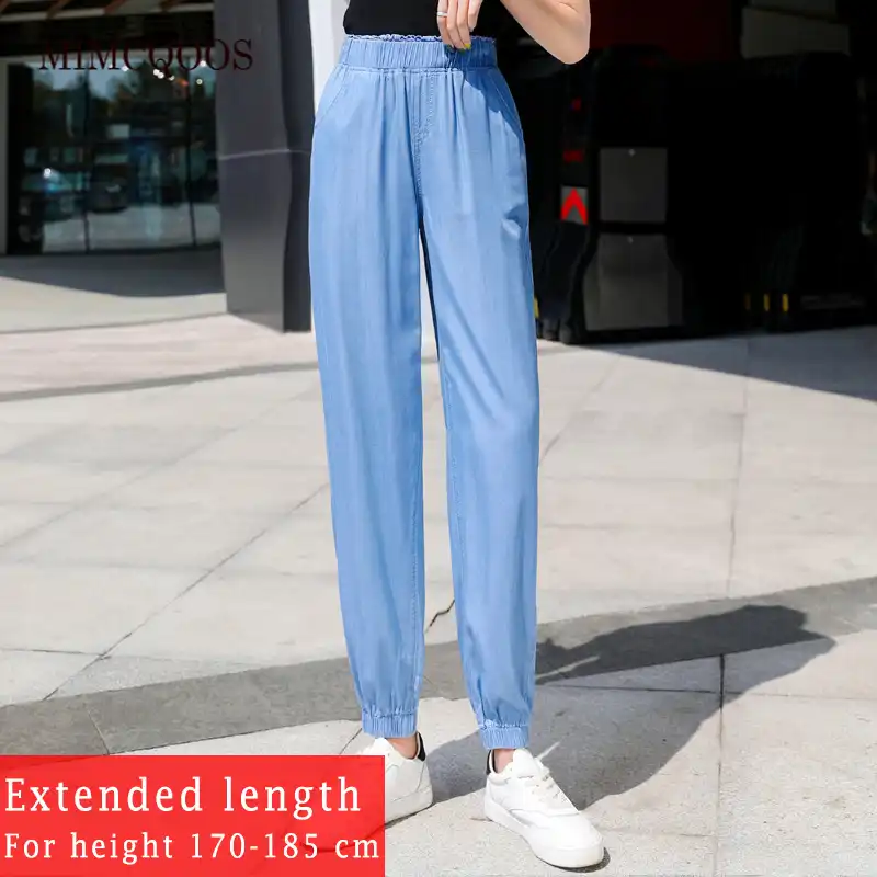 170 185cm Plus Size Jeans Vrouwen Zomer Dunne Tencel Jeans Uitgebreide Lange Broek Hoge Taille Lang Meisje Broek Koreaanse Mode Spijkerbroek Aliexpress