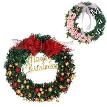 

40CM Sprinkle Balls Christmas Wreath Christmas Ornaments Pendant Home Holiday Decoration Door Hanging Decor 2020
