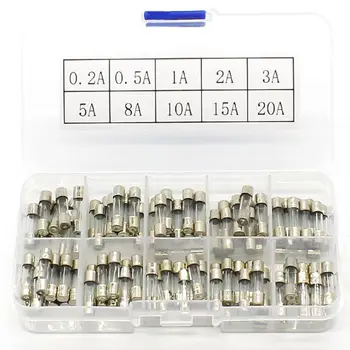 

100Pcs Set 5x20mm Quick Blow Glass Tube Fuse Assorted Kits,Fast-blow Glass Fuses