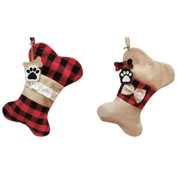 

Christmas Gift Socks Pet Dogs Christmas Pendant Ornaments Socks Christmas Tree Socks Candy Bag Decoration