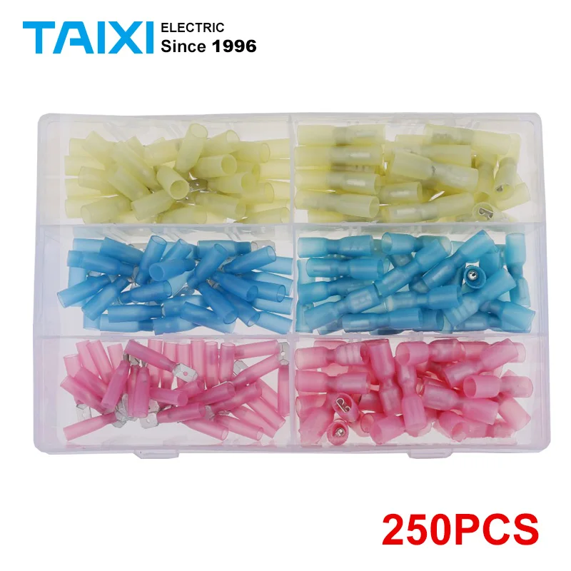

250pcs, water-proof and heat-shrinkable terminal set, water-proof socket for wire joint, terminal set